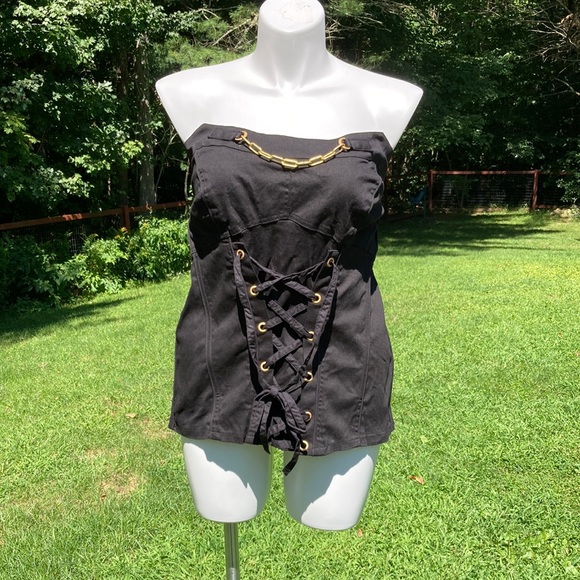 Tripp NYC Daang Goodman black lace up strap/strapless corset size 4X NWT - Picture 2 of 6